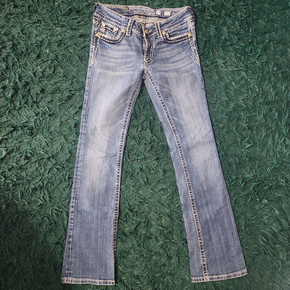 Miss Me JP5014 Bootcut Jeans Womens 29x32 Y2K Thick Stitch Denim